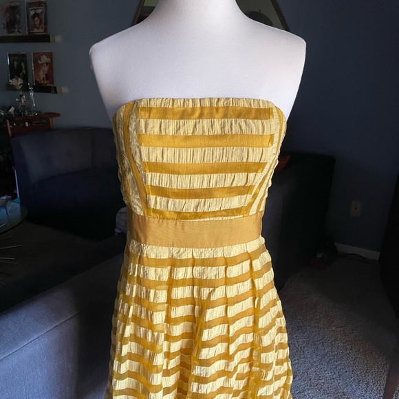 Mustard & Gold Striped The Limited Strapless Dress - Picture 1 of 3